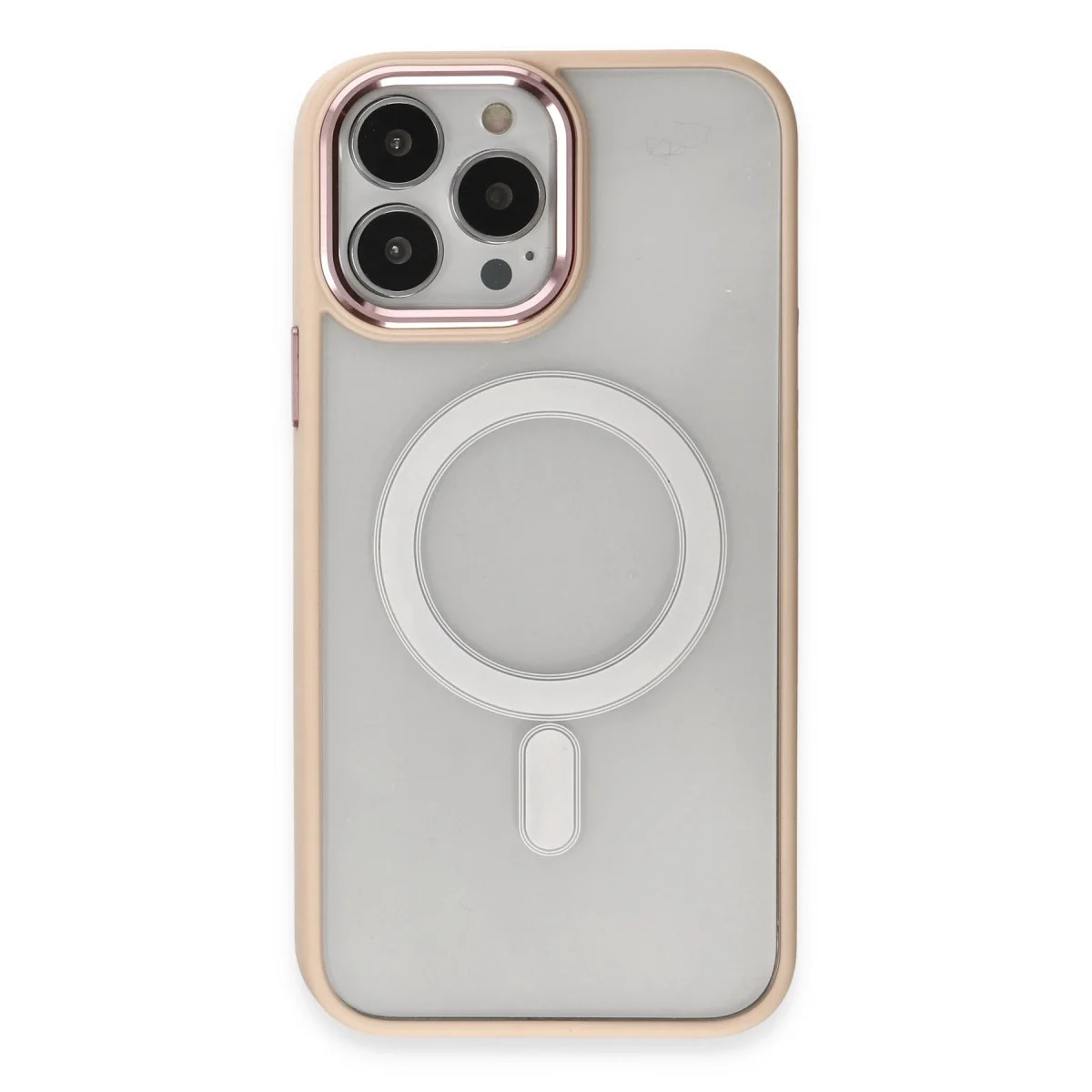 Apple İphone 15 Pro Kılıf Room Magneticsafe Silikon - Pudra görsel 2