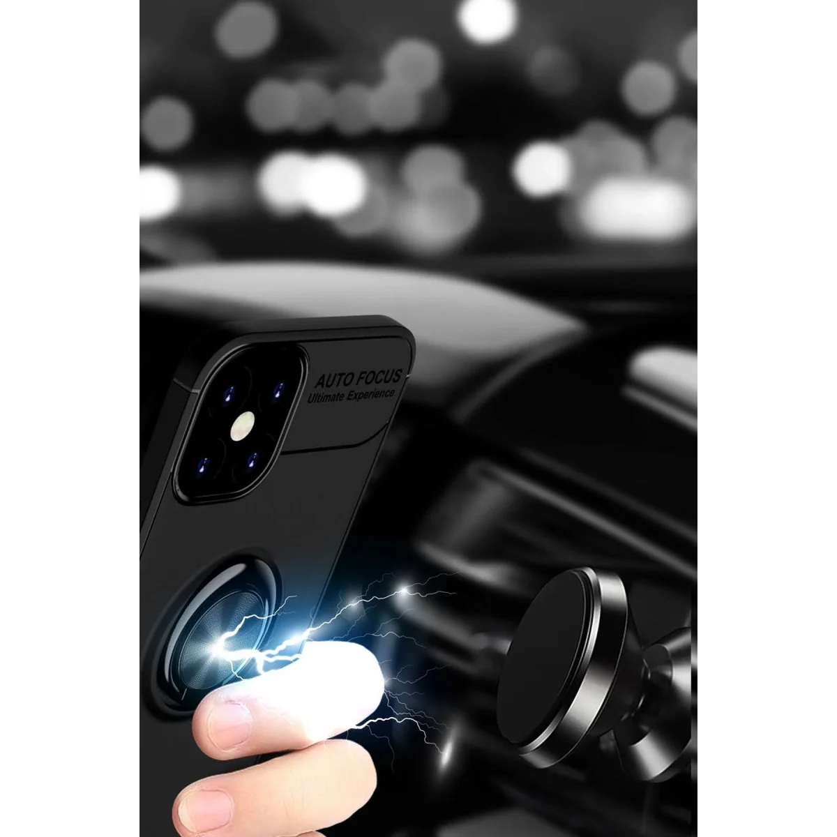 Apple İphone 12 Mini Kılıf Range Yüzüklü Silikon - Siyah-kırmızı görsel 4