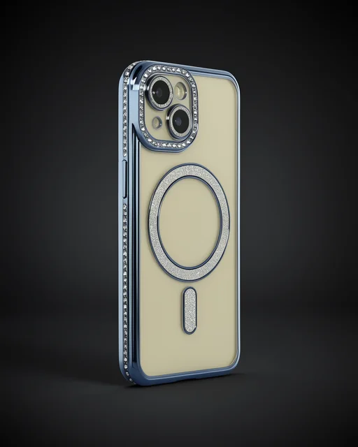 Apple İphone 15 Kılıf Joke Simli Magneticsafe Kılıf - Lacivert