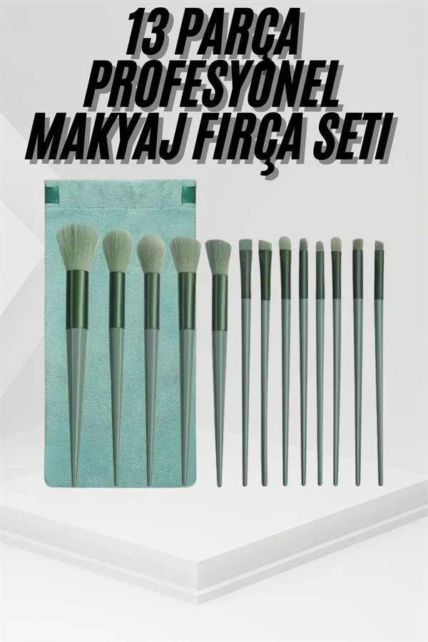 13 Parça Taşınabilir Kılıflı Profesyonel Makyaj Fırça Seti Pudra Allık Fondöten Fırçası