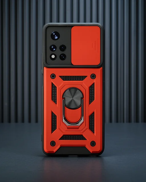 Xiaomi Poco M4 Pro 5g Kılıf Pars Lens Yüzüklü Silikon - Kırmızı