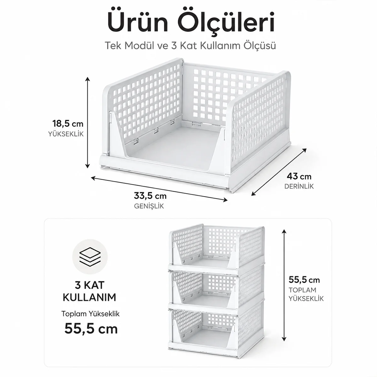 3 Katlı Portatif Kayar Raf Organizer - Çok Amaçlı görsel 2