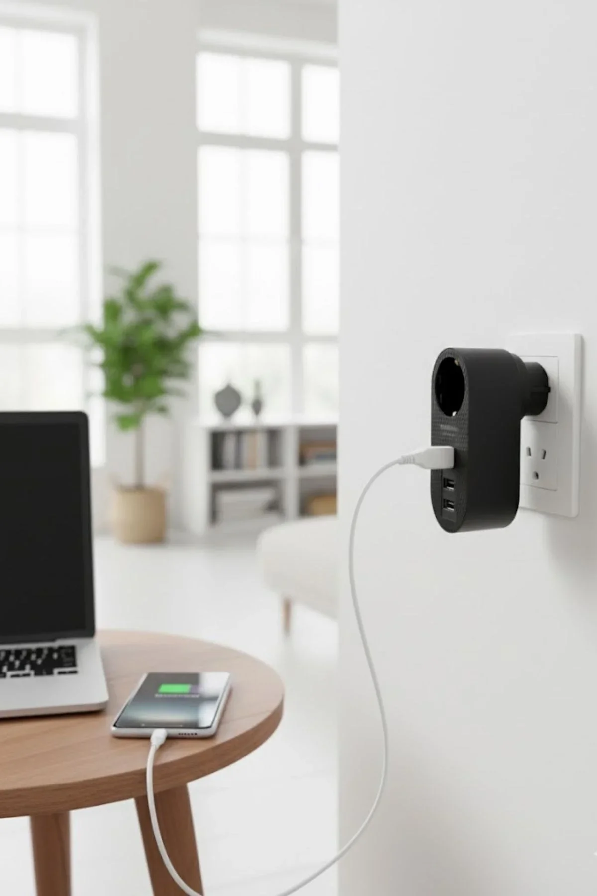 2 USB,1 TYPE-C Girişli 1'li Çocuk Korumalı,Isıya Karşı Dayanıklı 2500Watt Termal Akım Korumalı Priz görsel 8