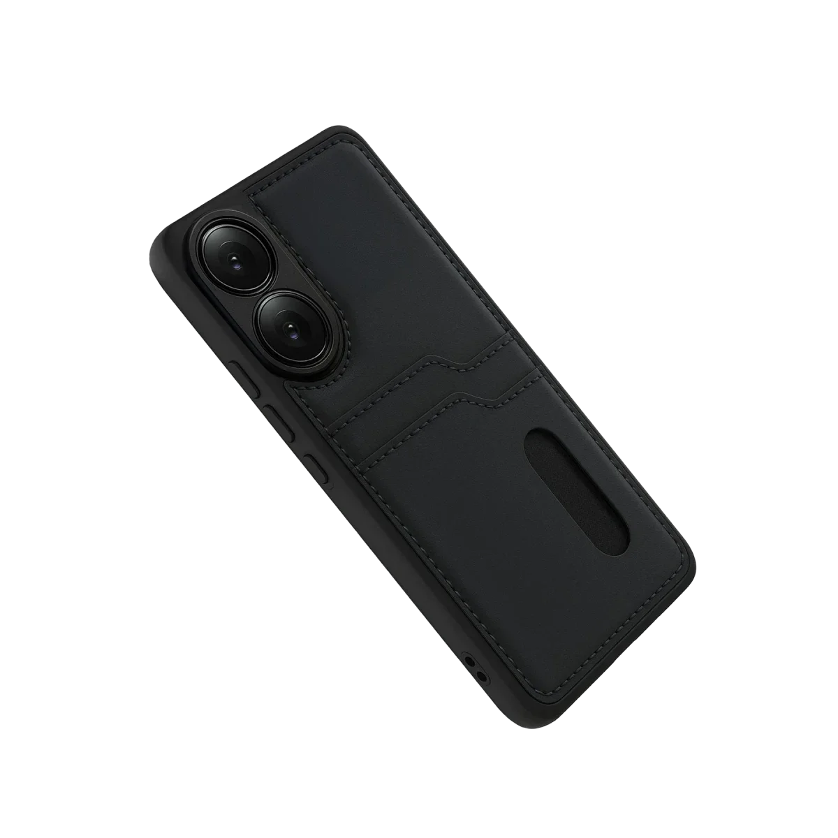 Oppo A38 Sara Kartvizitli Deri Kılıf - Siyah görsel 5