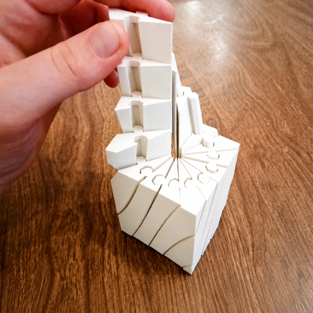 3D Baskı Twisting Küp - Mekanik Dönen Bulmaca Küpü-Beyaz görsel 2
