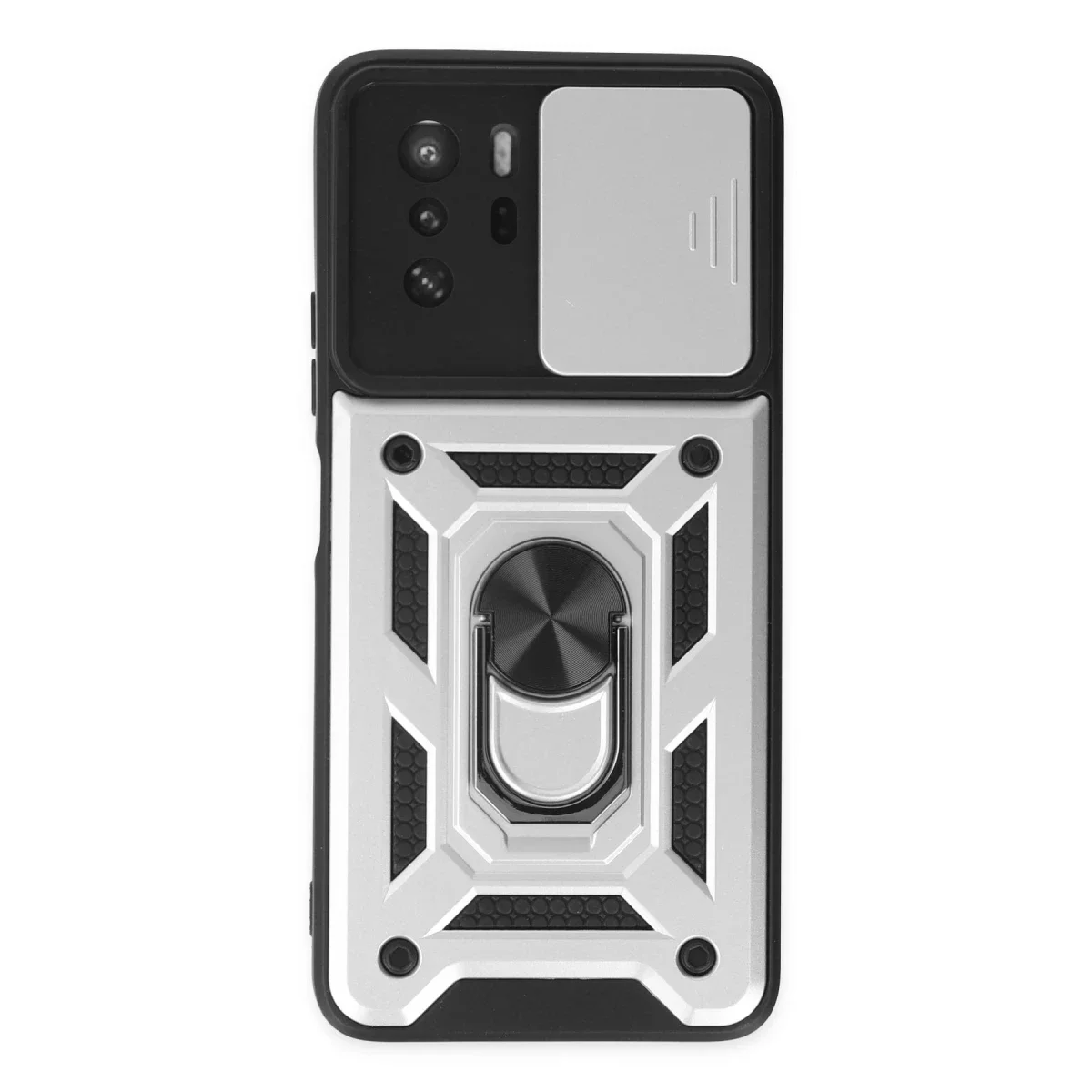 Xiaomi Poco X3 GT Kılıf Pars Lens Yüzüklü Silikon - Gümüş