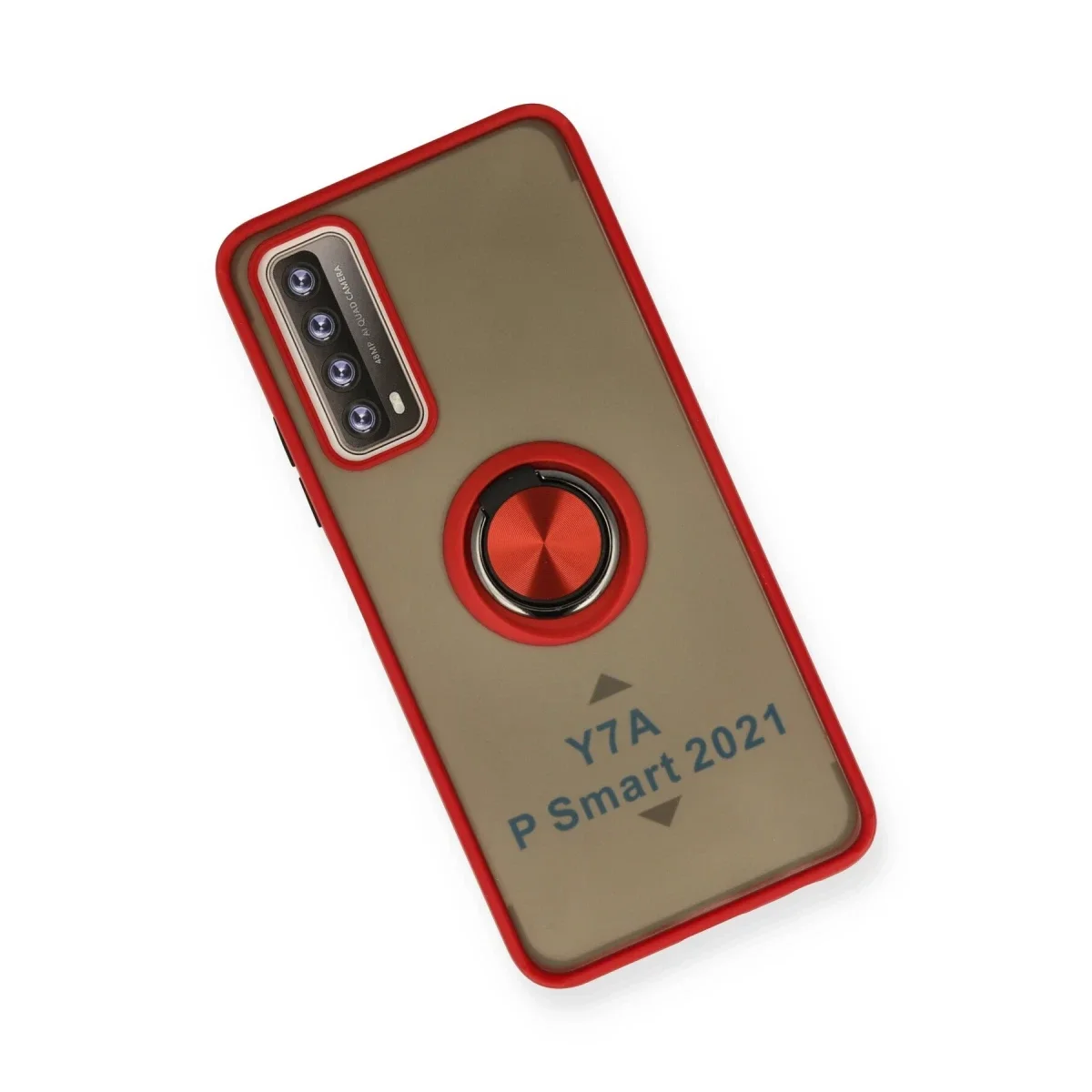 Huawei P Smart 2021 Kılıf Montreal Yüzüklü Silikon Kapak - Kırmızı görsel 3