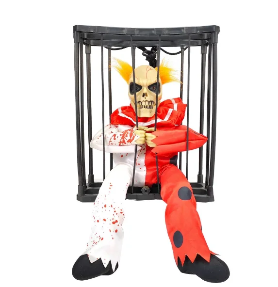 Hareketli Sesli Sensörlü Mahkum Joker İskelet Dekorasyon 22x27 cm görsel 2