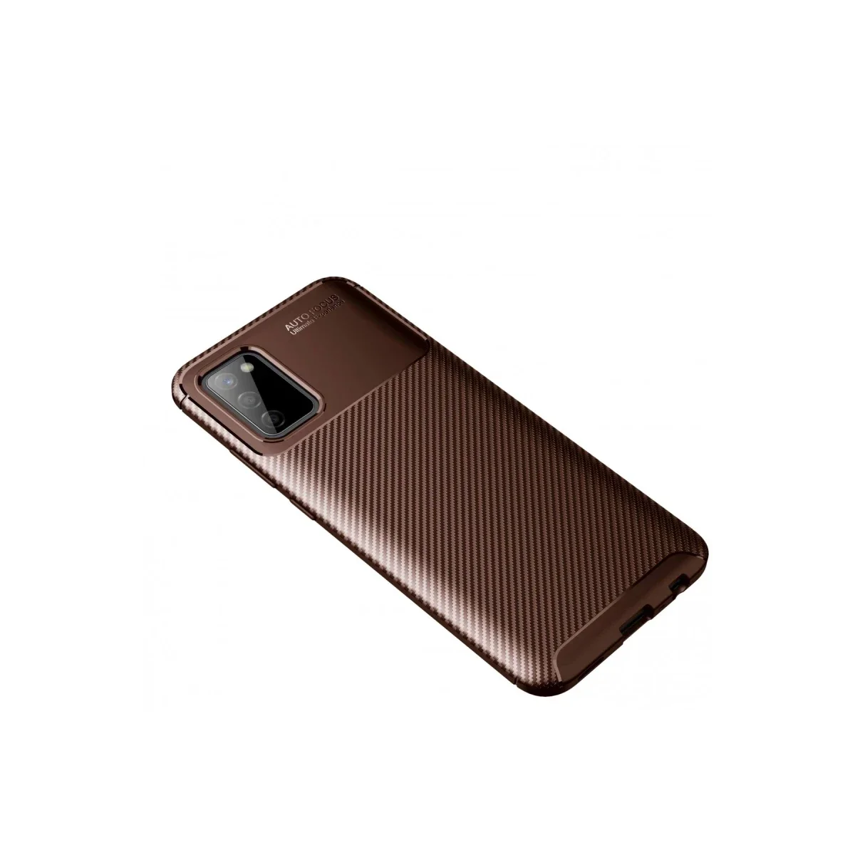 Samsung Galaxy A02S Kılıf Auto Focus Karbon Kapak - Kahverengi görsel 2