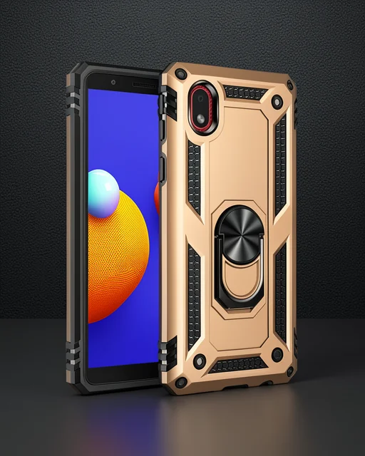 Samsung Galaxy A01 Core Kılıf Sofya Yüzüklü Silikon Kapak - Gold