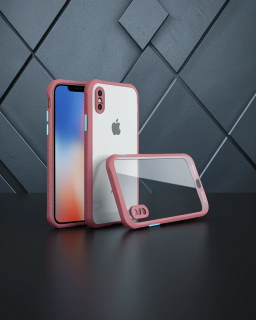Apple İphone Xs Max Kılıf Miami Şeffaf Silikon - Fuşya