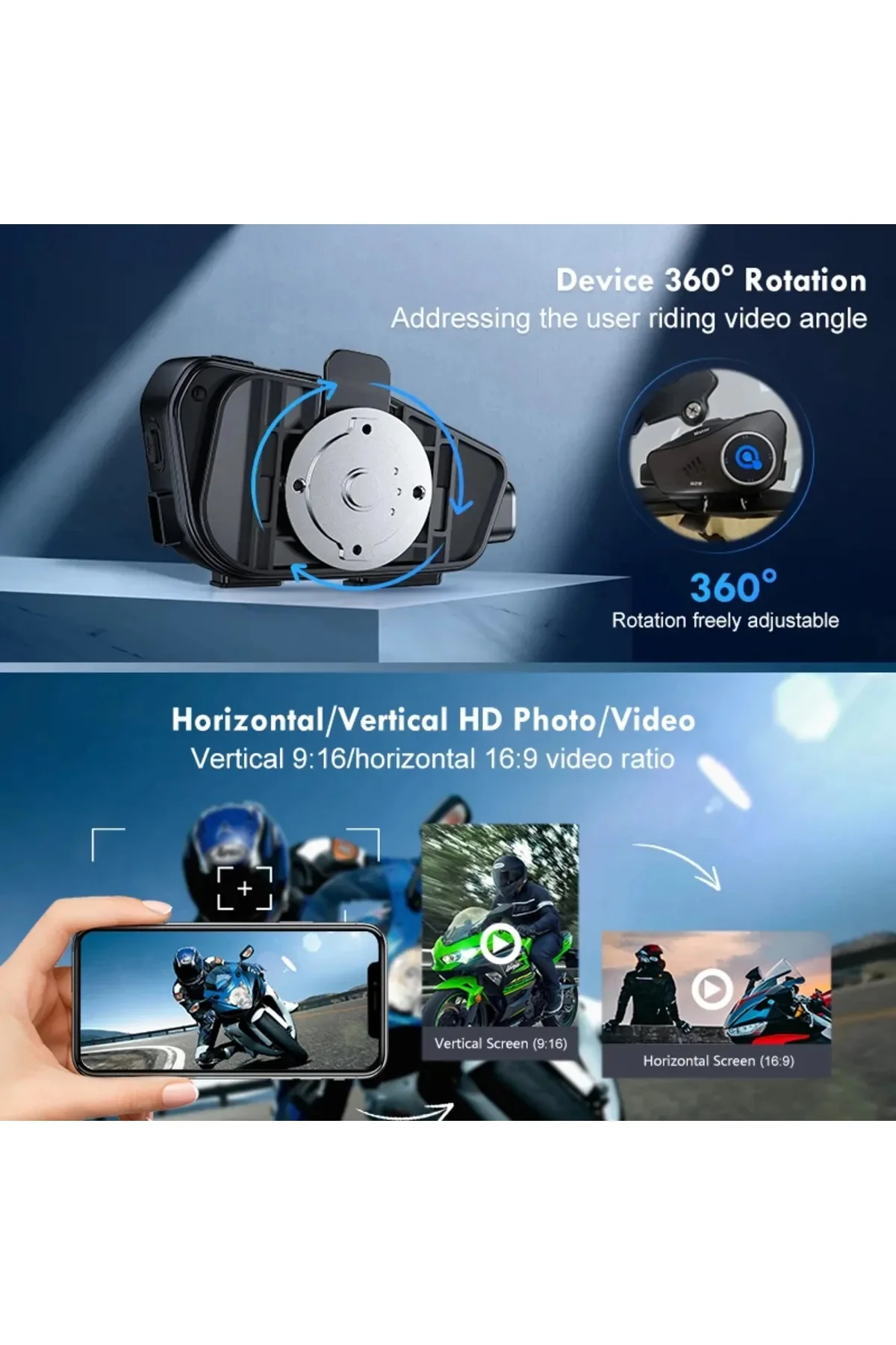 Q28 Motosiklet Kask Bluetooth Kulaklık 1080p Kamera Interkom Kulaklık Su Geçirmez Intercom görsel 2