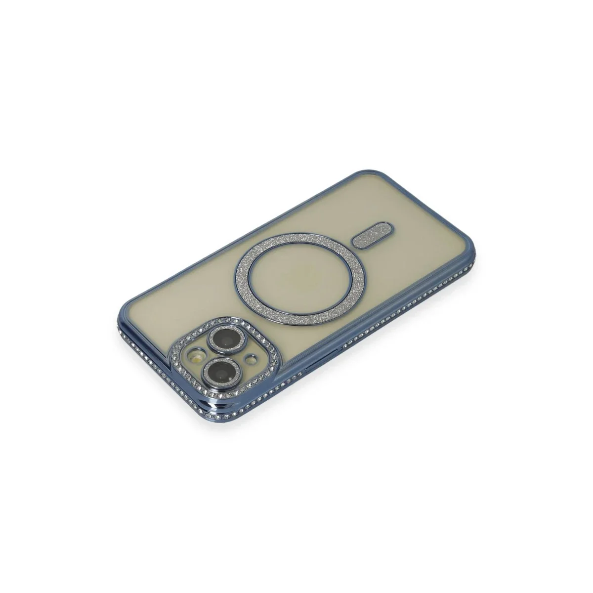 Apple iPhone 15 Kılıf Joke Simli Magneticsafe Kılıf - Lacivert görsel 2