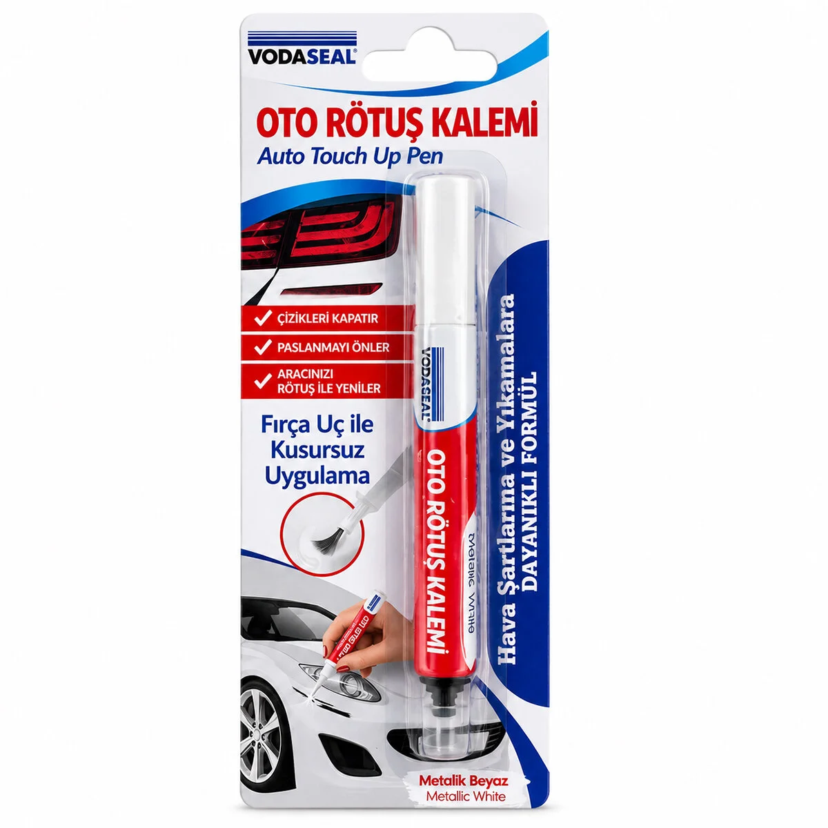 12 Adet Metalik Beyaz Oto Rötuş Kalem Fırça Uç 5ML görsel 2