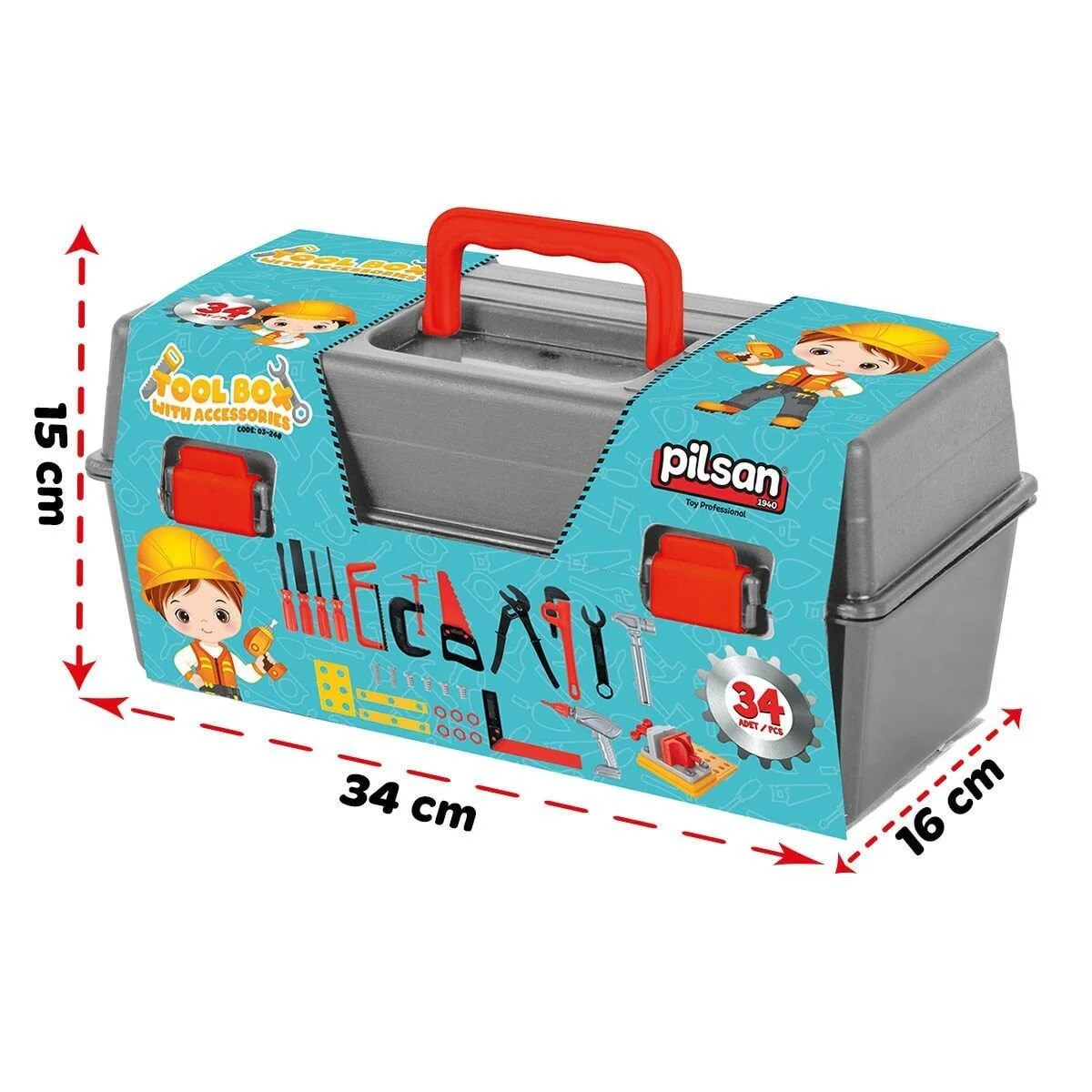 03 248 Pilsan Aksesuarlı Alet Çantası 34 Parça görsel 3