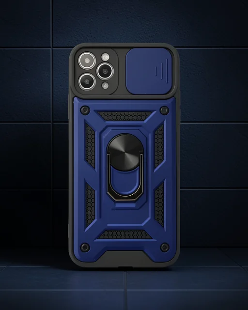 Apple İphone 11 Pro Kılıf Pars Lens Yüzüklü Silikon - Lacivert