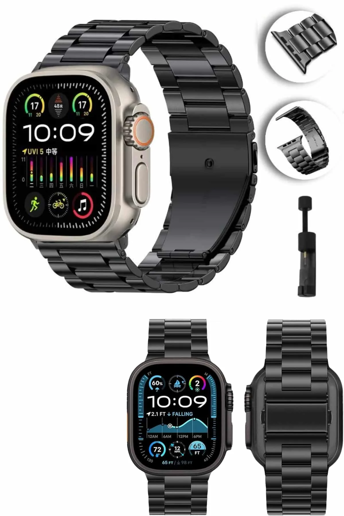 Akıllı Saat Arama Konuşma GPS ve NFC Özelliği 3 Kordonlu Amoled Ekran görsel 3