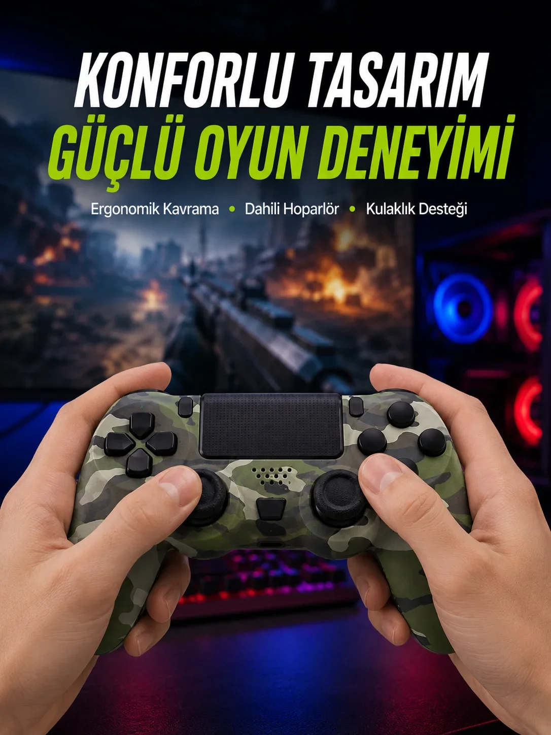 Dahili Hoparlör ve Kulaklık Girişli Oyun Kolu – Kişisel ve Ortak Ses Deneyi