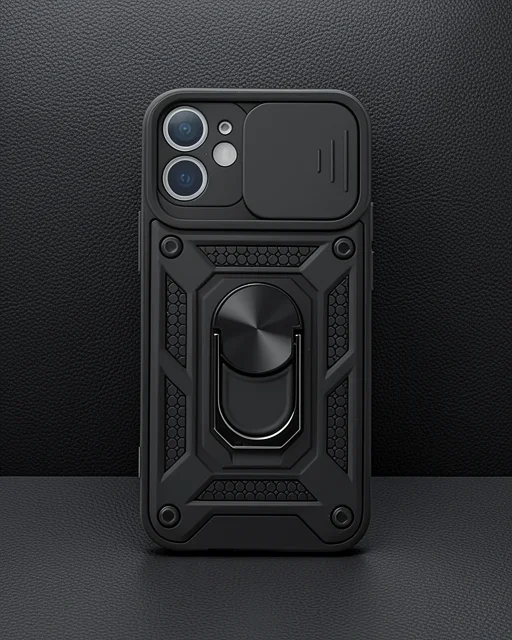 Apple İphone 12 Mini Kılıf Pars Lens Yüzüklü Silikon - Siyah