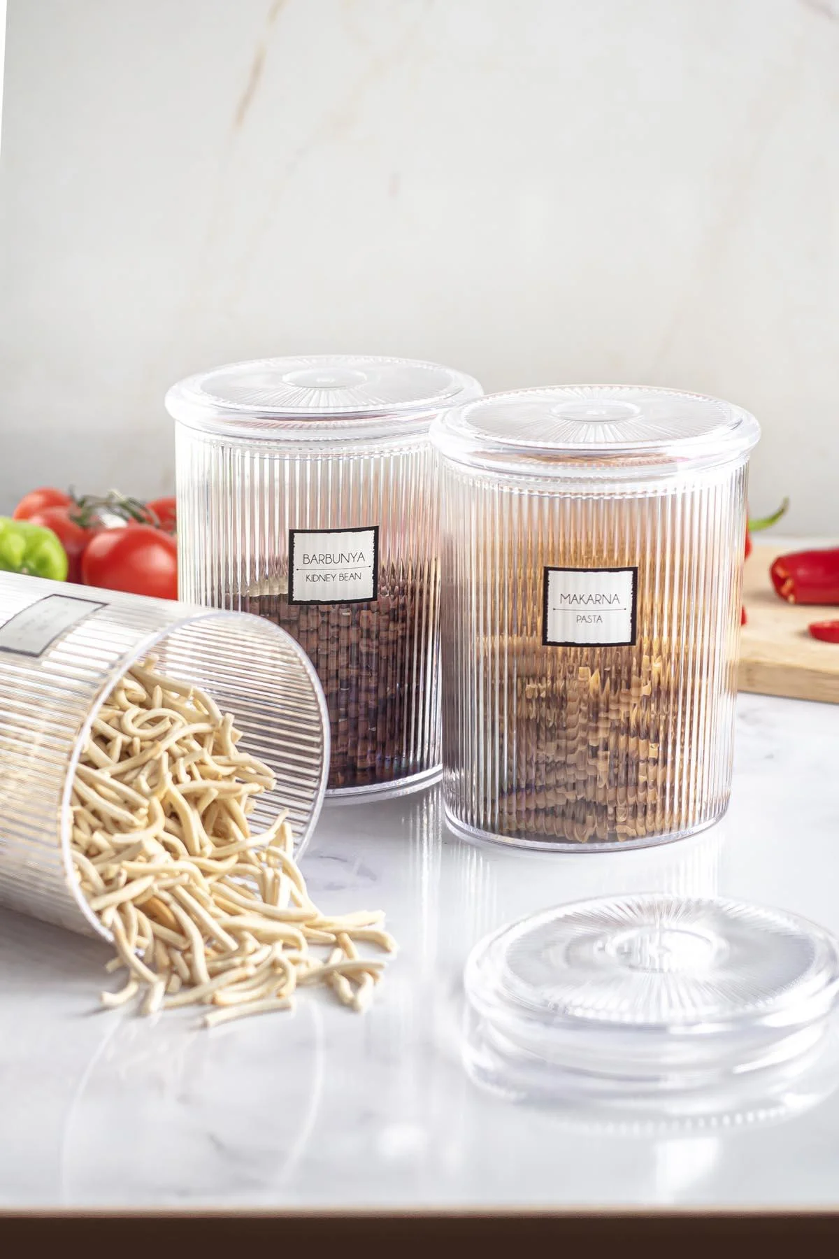 12'li Barok Yuvarlak Büyük Kavanoz Seti & Saklama Kabı & Erzak Kabı (12*2000 ML) görsel 3