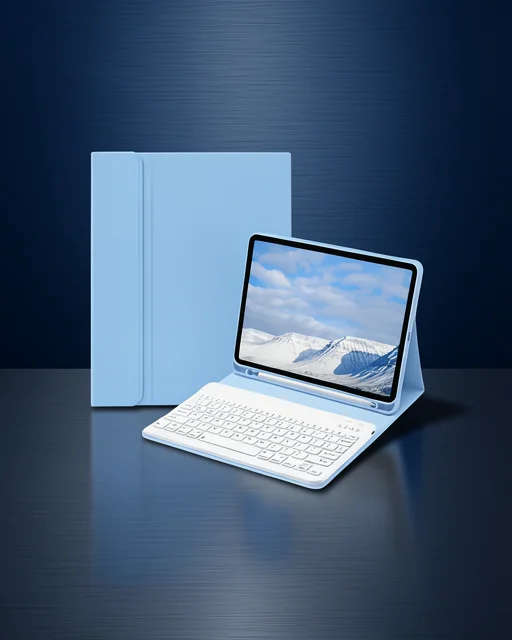 Apple İpad Pro 11 (2022) Kılıf Kc01 Smart Klavyeli Tablet Kılıfı - Açık Mavi