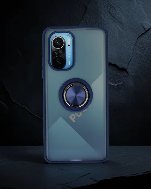 Xiaomi Redmi K40 Kılıf Montreal Yüzüklü Silikon Kapak - Lacivert