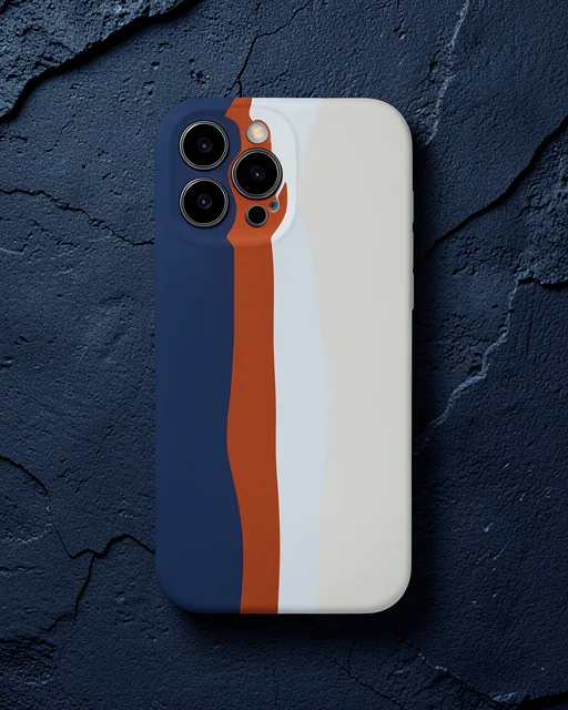 Apple İphone 13 Pro Kılıf Ebruli Lansman Silikon - Lacivert-krem