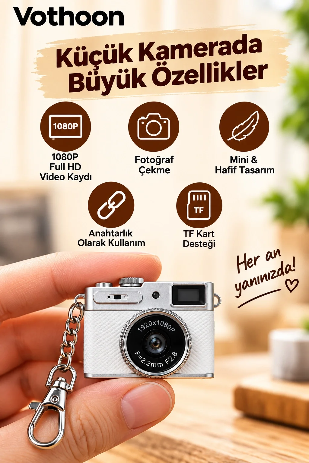 Mini Retro Dijital Kamera 1080P Full HD Fotoğraf & Video Çekimi LCD Ekran Mini Kamera TF Kart Destekli görsel 3