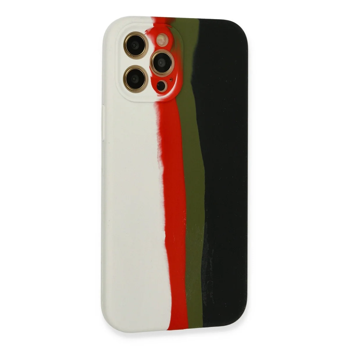 Apple İphone 12 Pro Max Kılıf Ebruli Lansman Silikon - Beyaz-siyah görsel 3