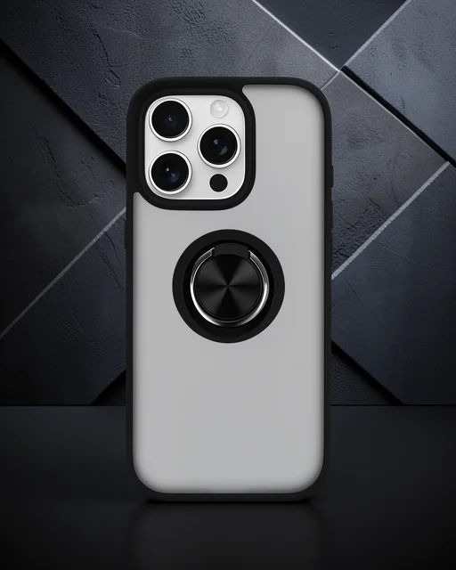 Apple İphone 16 Pro Kılıf Montreal Yüzüklü Silikon Kapak - Siyah