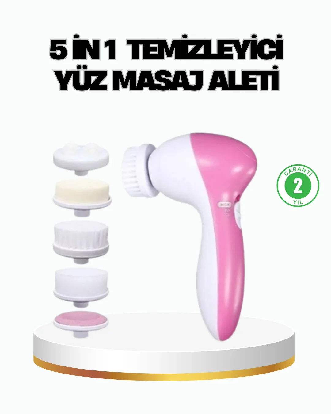 5’i 1 Arada Yüz Tezleme Cihazı – Masaj, Fırça, Peeling ve Krem Uygulama Aparatlı