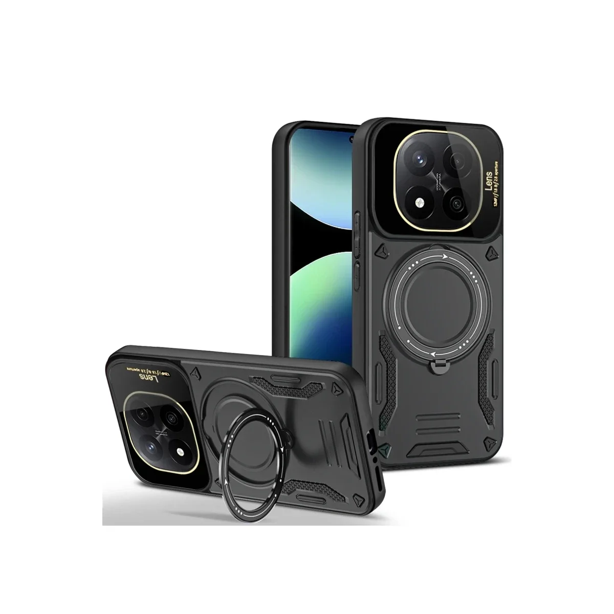 Xiaomi Redmi Note 14 Pro Plus Kılıf Joy Lens Standlı Kapak - Siyah