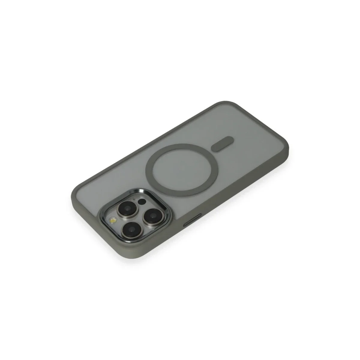 Apple iPhone 15 Pro Max Kılıf Room Magneticsafe Silikon - Gri görsel 3