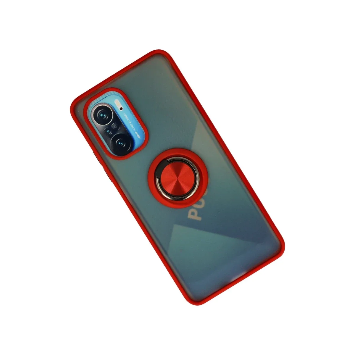 Xiaomi Redmi K40 Kılıf Montreal Yüzüklü Silikon Kapak - Kırmızı görsel 2
