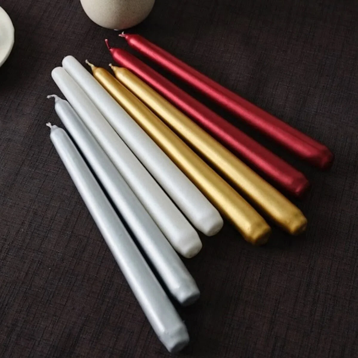 4PCS Candle Metalik Renkler Şamdan Mum 25CM görsel 2