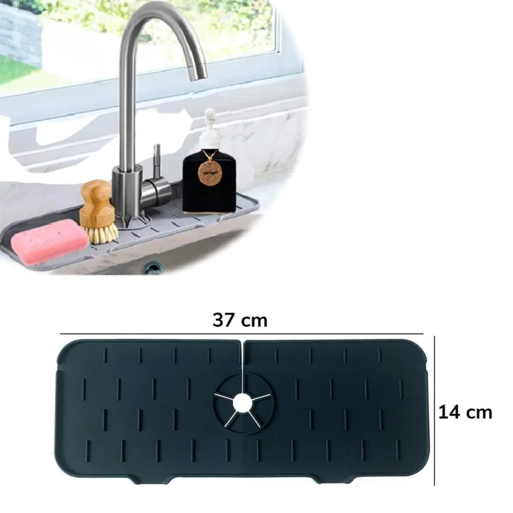 Lavabo İçin Silikon Esnek Mat Musluk Sapı Damlama Tutucu Raf Mutfak Tezgahı Sıçrama Koruma (adet fiyatıdır) görsel 4