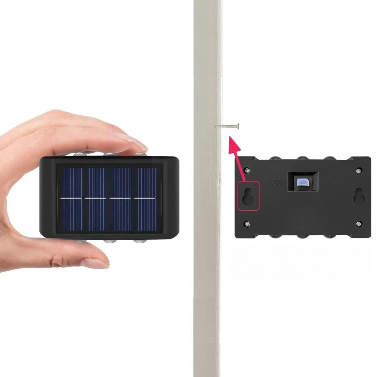 6 Ledli Solar Güneş Enerjili Aplik Led, Dekoratif Duvar Monteli Gün Işığı Led görsel 5