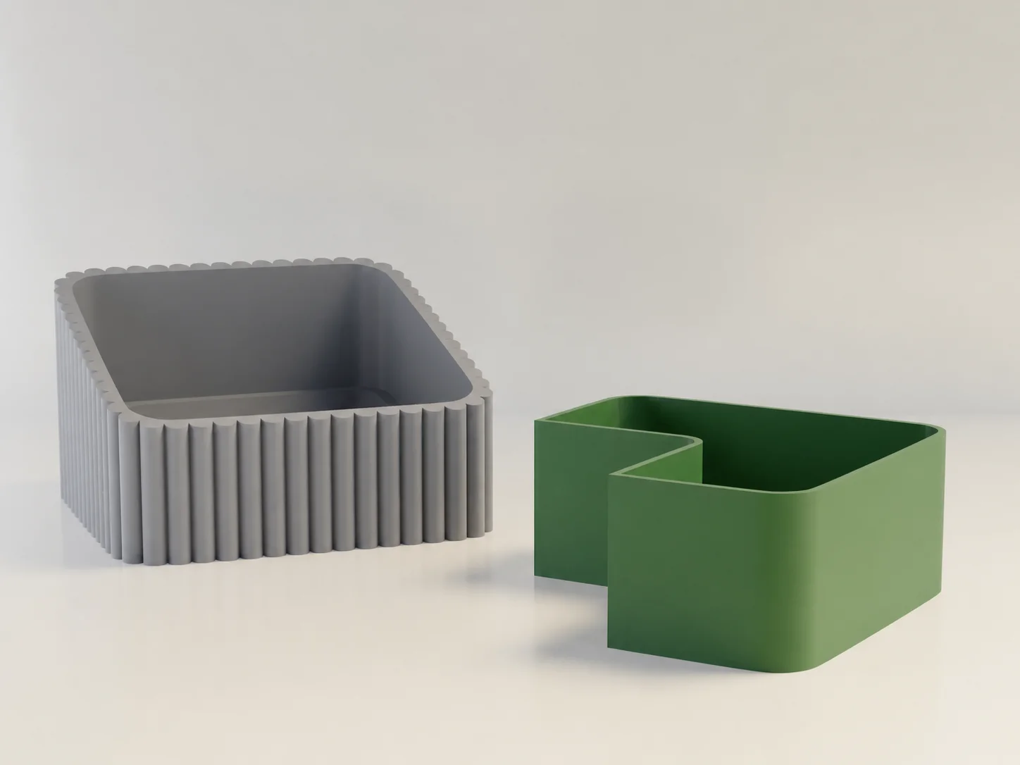 3D Baskı Fıstık Kasesi - Çift Hazneli Kabuk Ayırıcı Sunum Kasesi - Gri Yeşil görsel 2