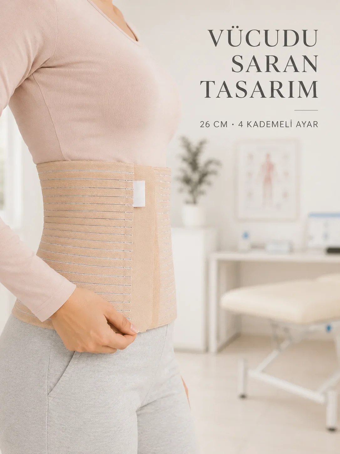 Doğum Sonrası Abdonal Korse 26 cm 4 Kademe Ayarlı Karın Toparlayıcı Korse