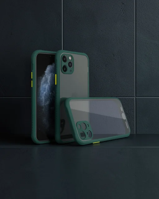 Apple İphone 11 Pro Kılıf Miami Şeffaf Silikon - Koyu Yeşil