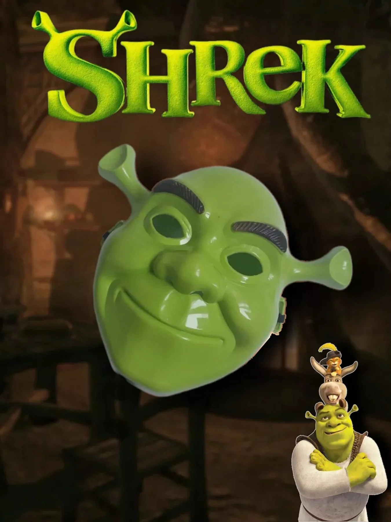 Yeşil Shrek Maskesi 21x25 cm görsel 3