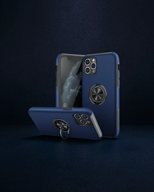 Apple İphone 11 Pro Max Kılıf Elit Yüzüklü Kapak - Lacivert