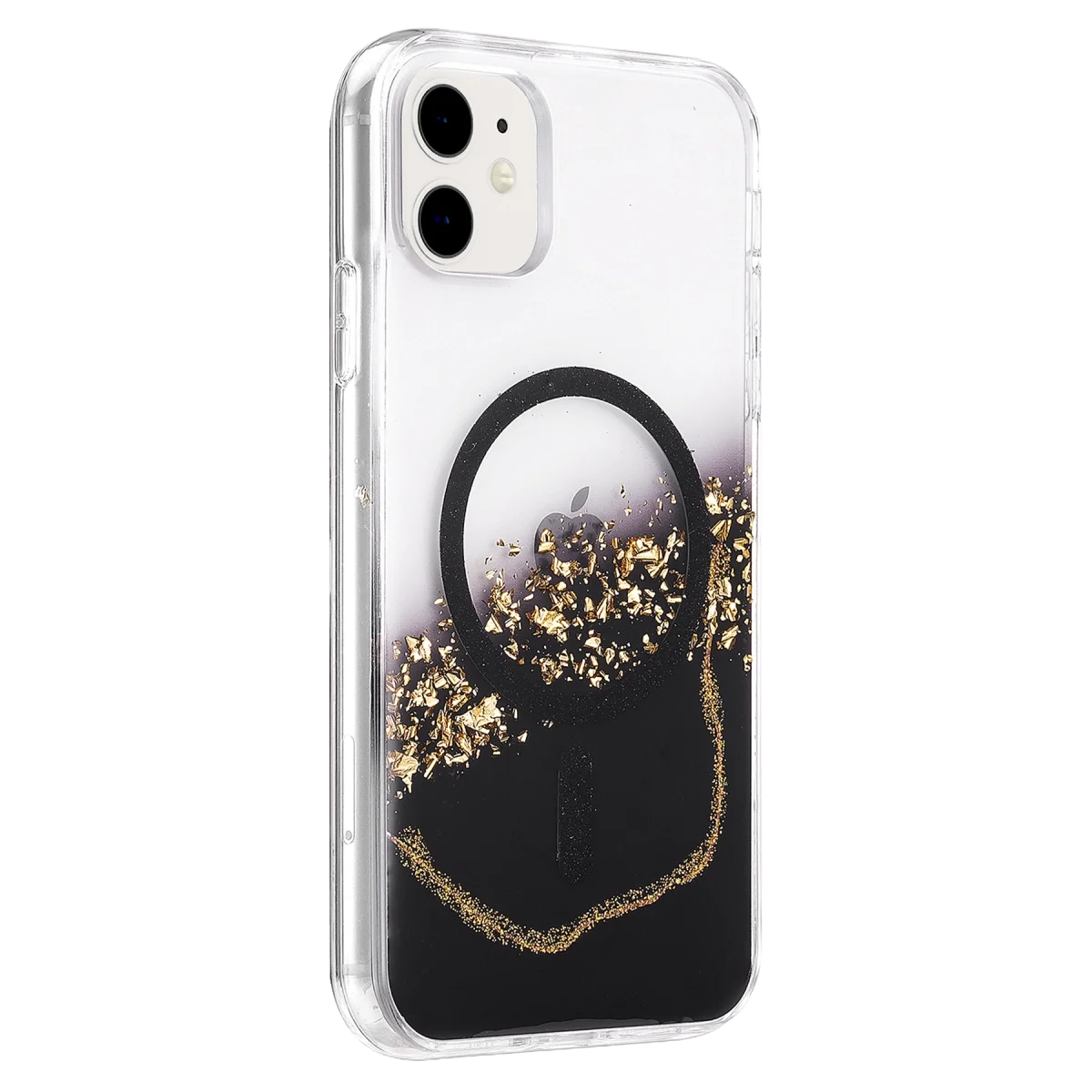 Onegif Apple İphone 11 Lotus Simli Magsafe Kapak - Siyah görsel 2