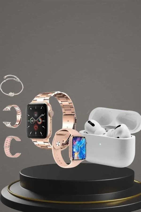 3 Kordonlu Pembe Amoled Ekran Akıllı Saat ve Yeni Nesil Pro Kablosuz Bluetooth Kulaklık ANC/ENC görsel 5