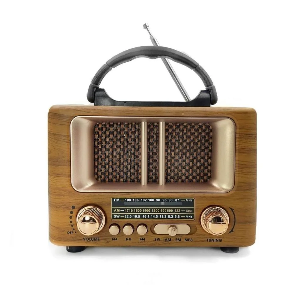 Küçük Mini Boy Retro Ahşap Tasarım Bluetooth Hoparlörlü Radyo – FM/AM Destekli, Şarjlı ve Taşınabilir Radyo NS-8108 görsel 4