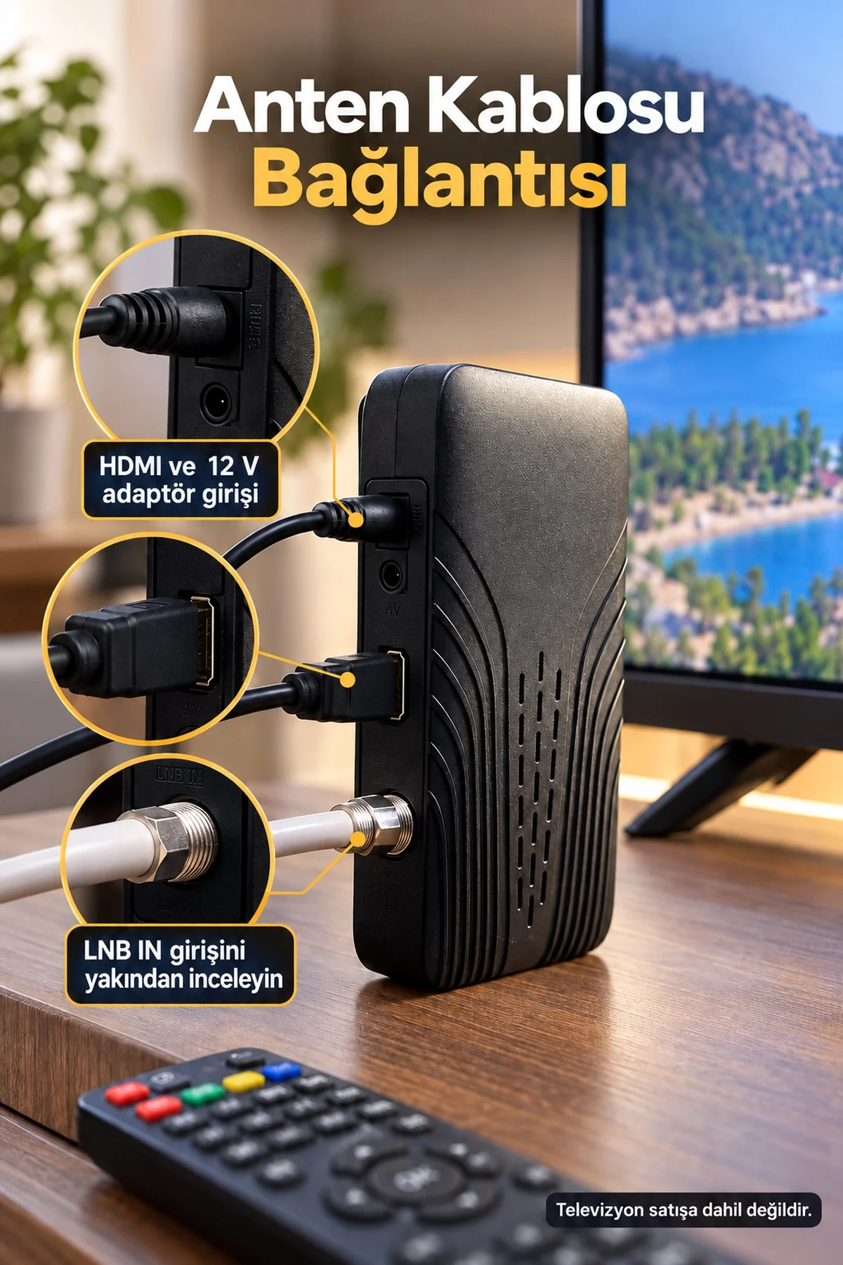 HDMI Kablolu ve Adaptörlü HD Uydu Alıcısı görsel 5