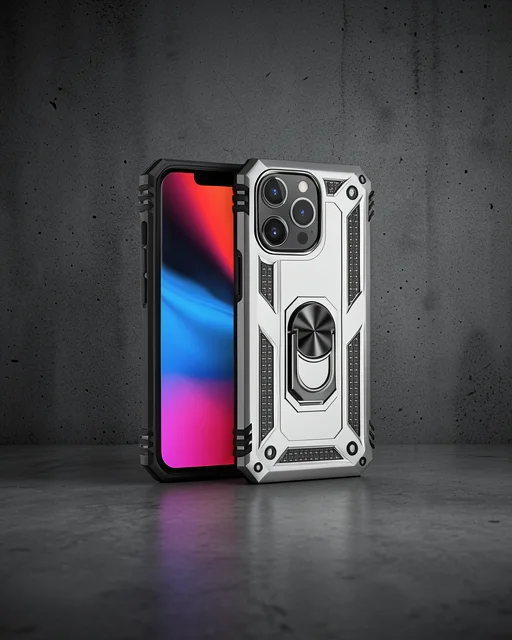 Apple İphone 14 Pro Kılıf Sofya Yüzüklü Silikon Kapak - Gümüş