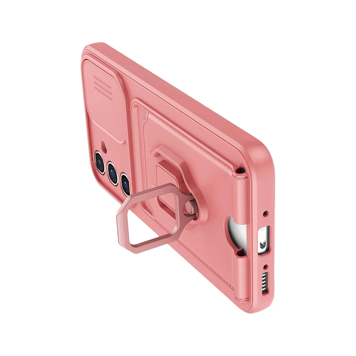 Samsung Galaxy A05s Kılıf Zuma Kartvizitli Yüzüklü Silikon - Pembe görsel 3