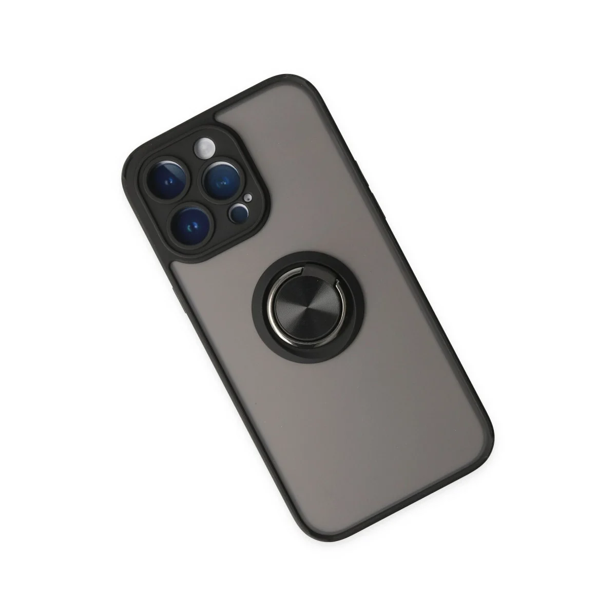 Apple İphone 14 Pro Max Kılıf Montreal Yüzüklü Silikon Kapak - Siyah görsel 3
