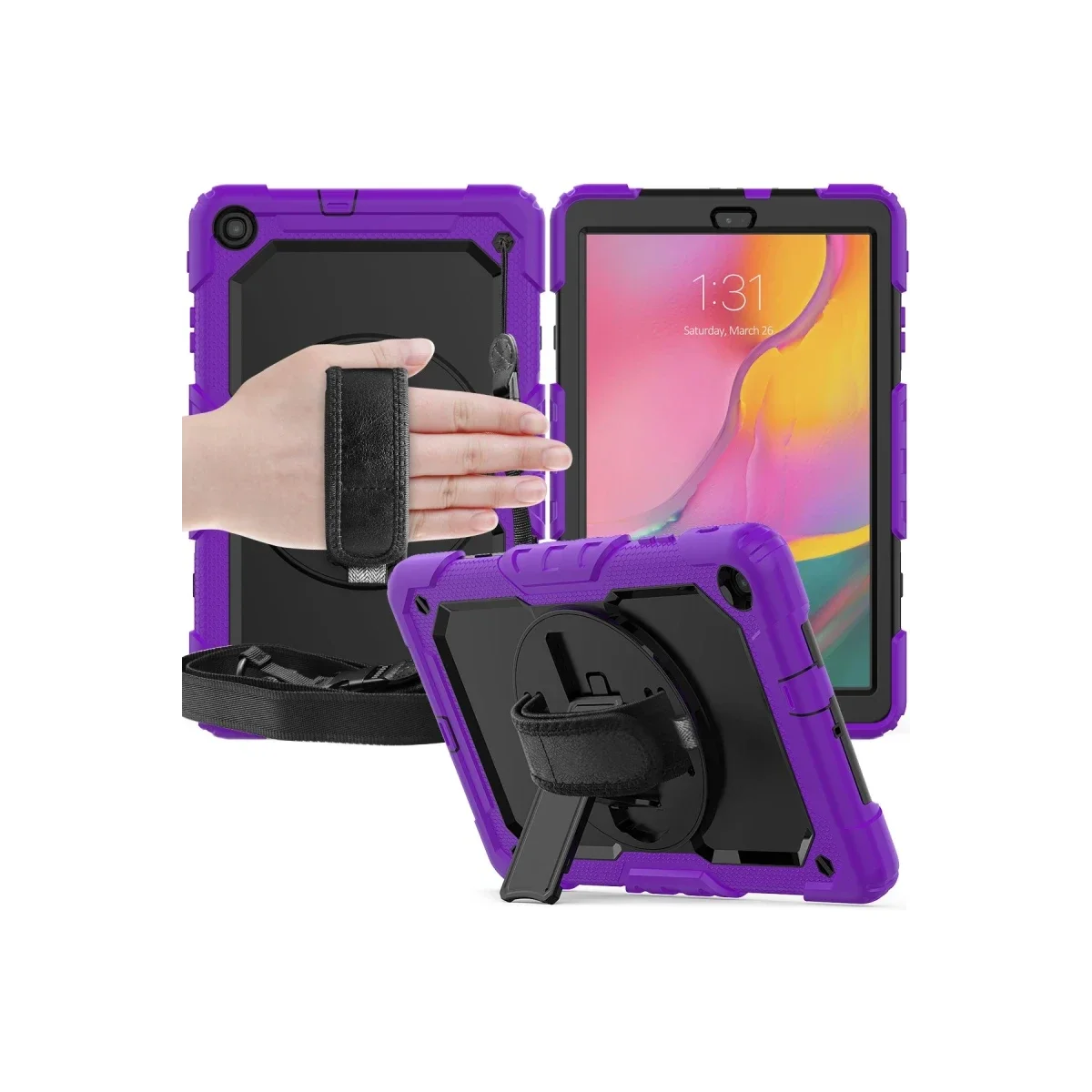 Samsung Galaxy T510 Tab A 10.1 Kılıf Pars Tablet Kapak - Mor görsel 4